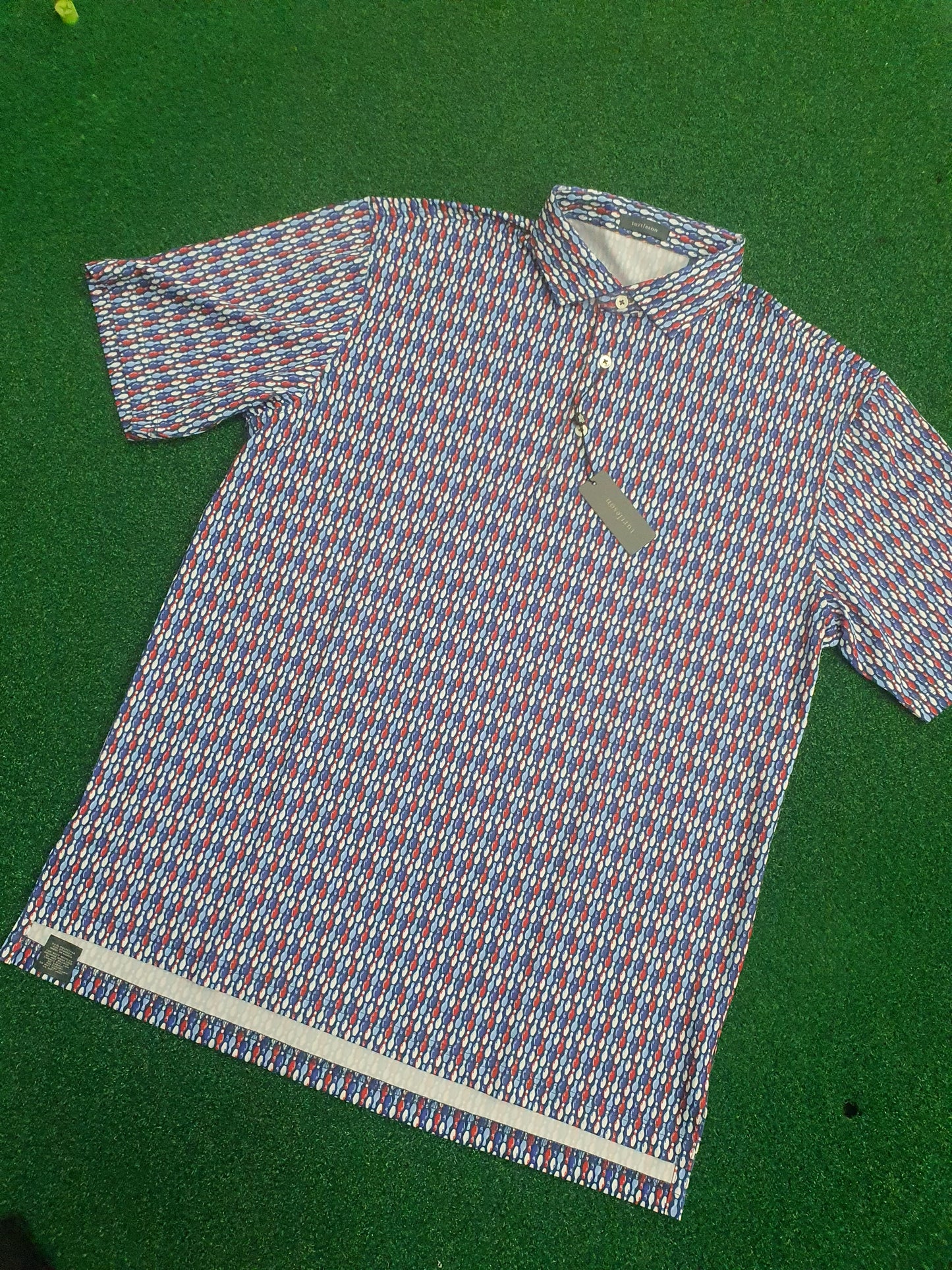 Men's Turtleson Golf Polo Shirt Navy/White 44" chest - BOWLING PINS