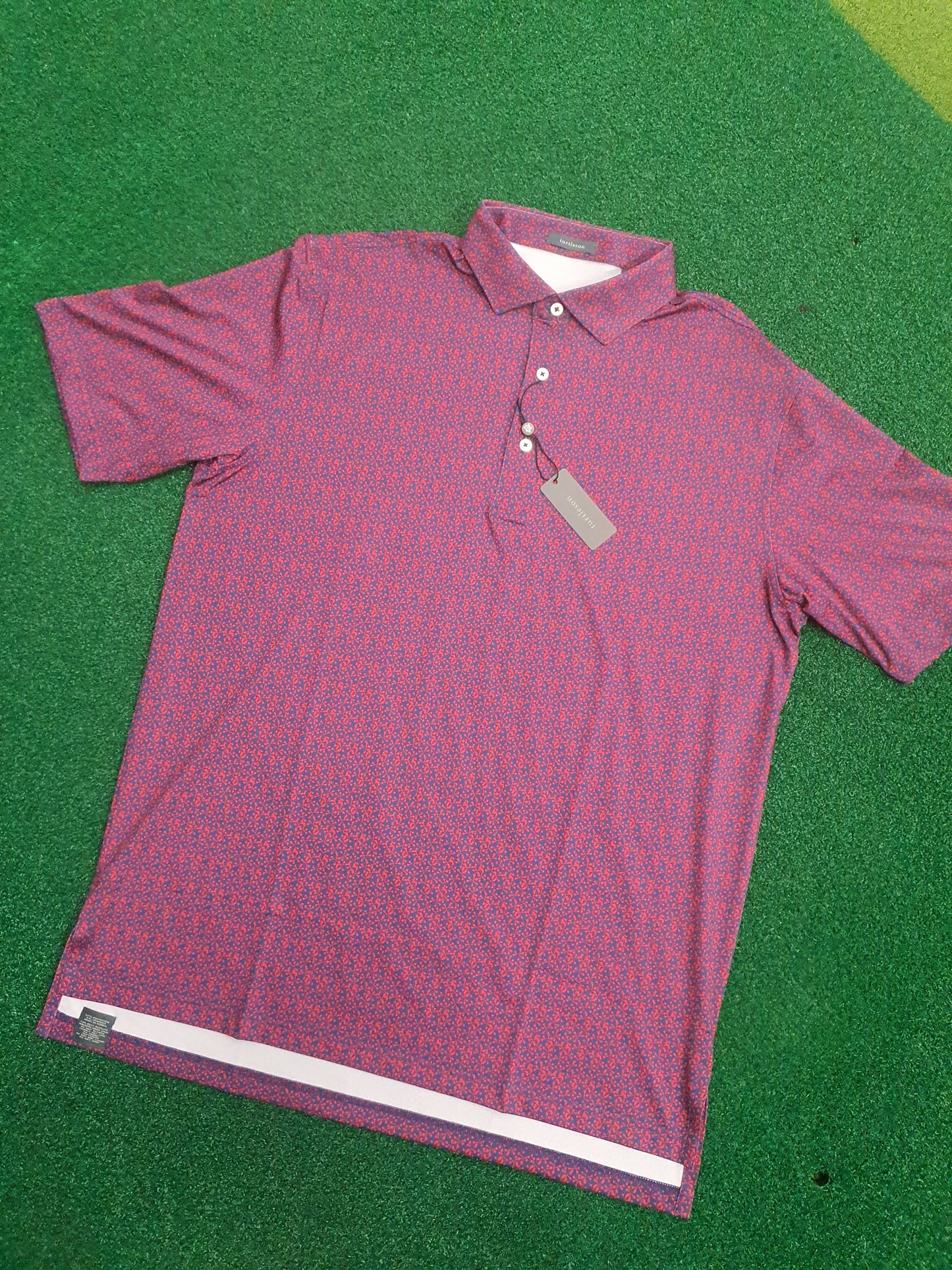 Men's Turtleson Golf Polo Shirt Navy/Red 44" chest