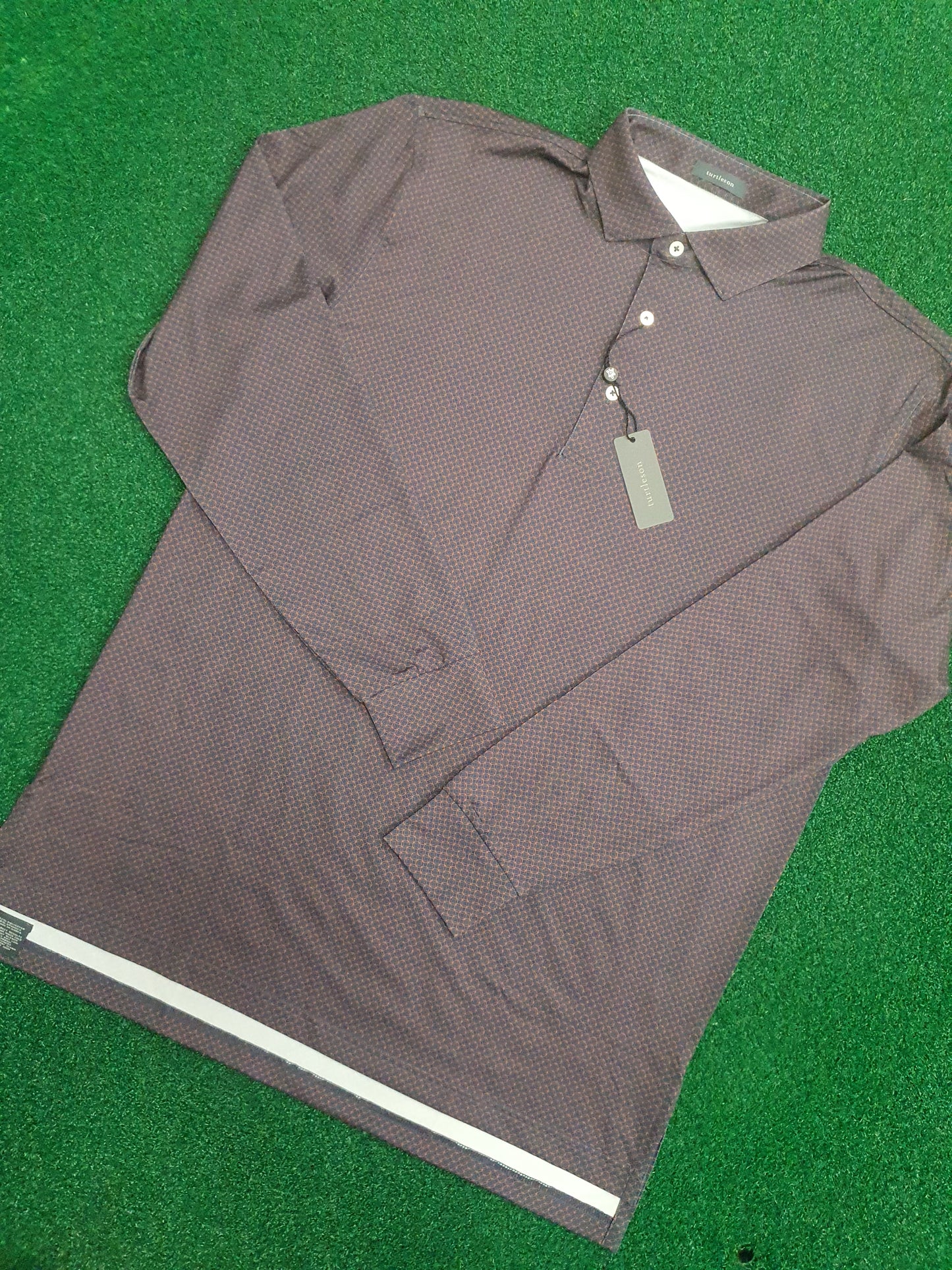 Men's Turtleson Golf Long Sleeve Polo Shirt Navy/Clementine 44" chest