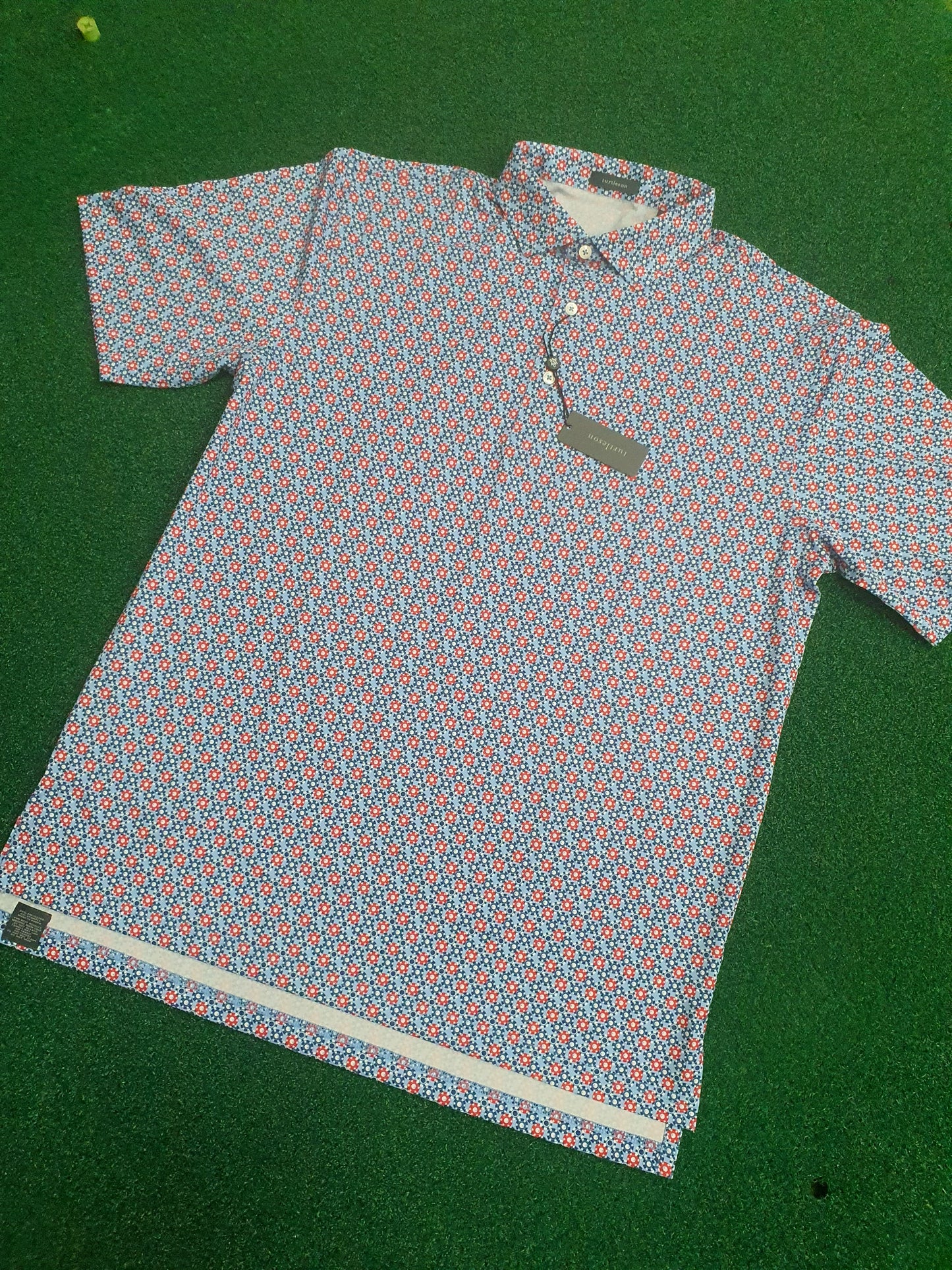 Men's Turtleson Golf Polo Shirt Blue/Red 44" chest - POKER CHIPS