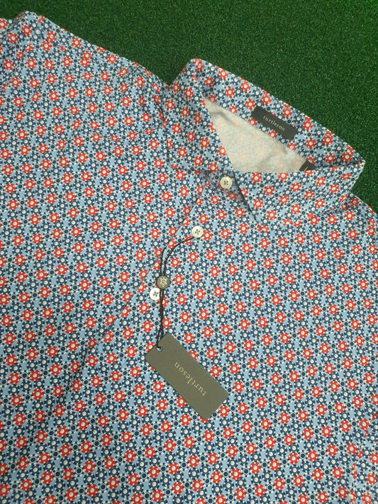 Men's Turtleson Golf Polo Shirt Blue/Red 44" chest - POKER CHIPS