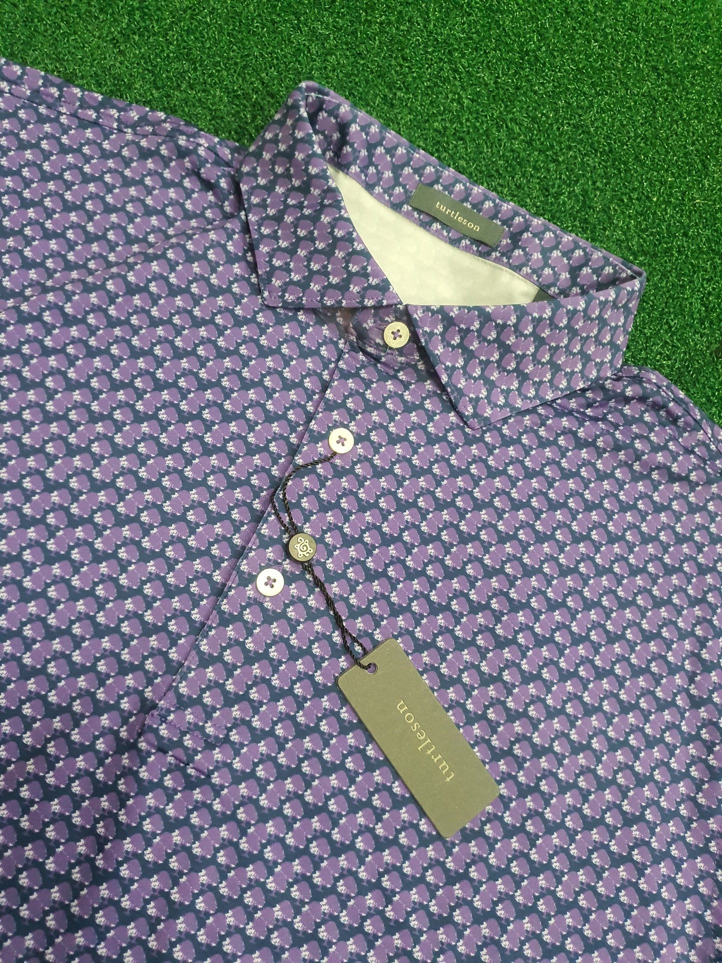 Men's Turtleson Golf Polo Shirt Navy/Violet 44" chest - TREES