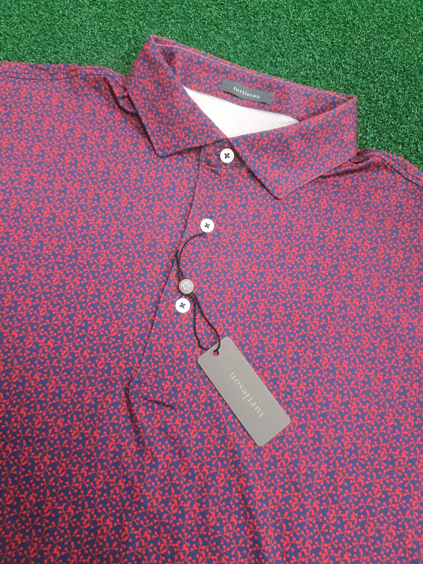 Men's Turtleson Golf Polo Shirt Navy/Red 44" chest