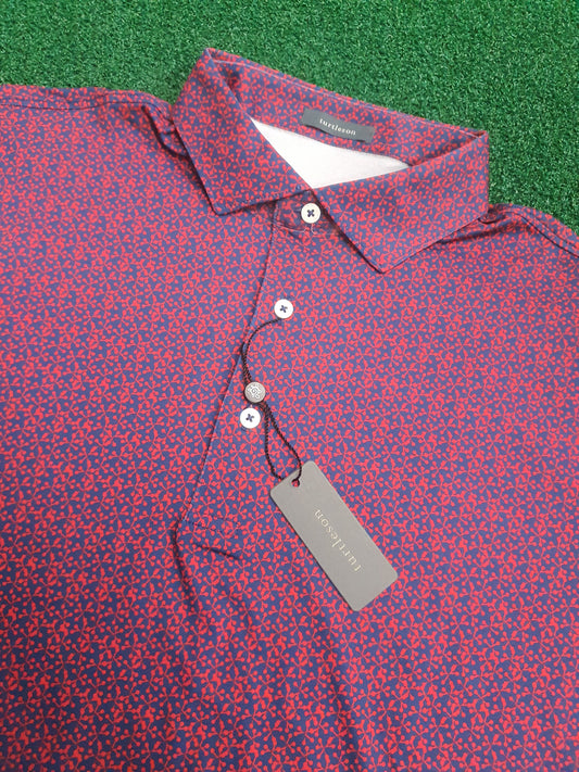 Men's Turtleson Golf Polo Shirt Navy/Red 44" chest