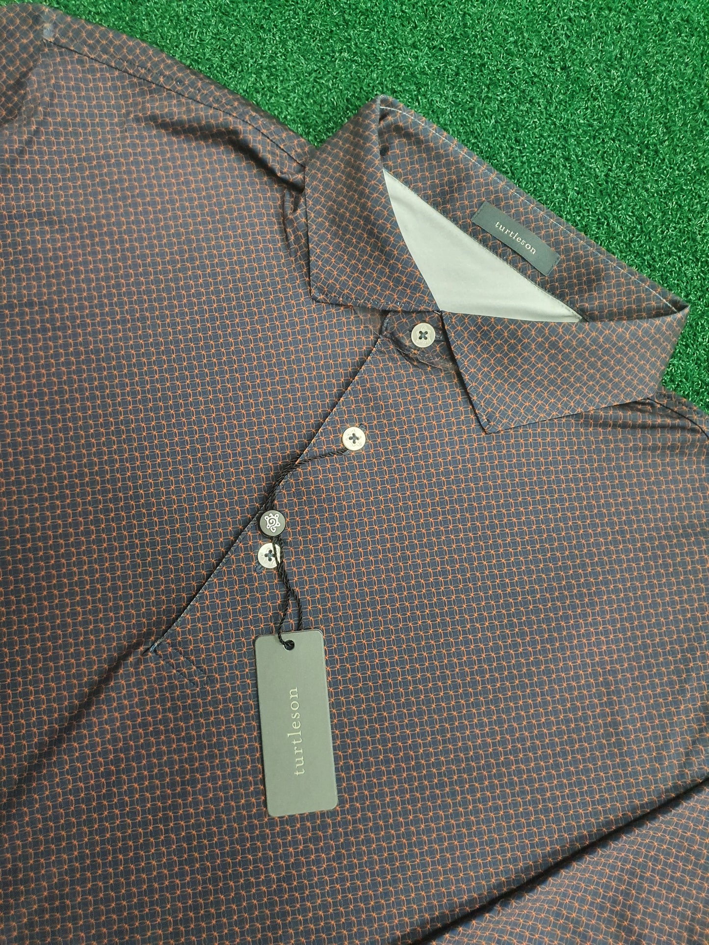 Men's Turtleson Golf Long Sleeve Polo Shirt Navy/Clementine 44" chest