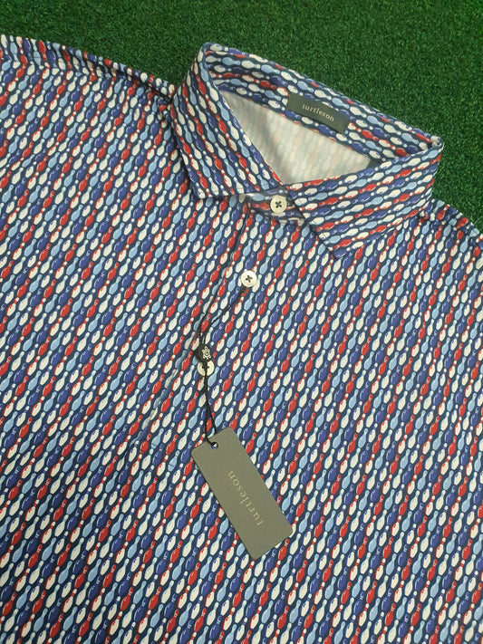 Men's Turtleson Golf Polo Shirt Navy/White 44" chest - BOWLING PINS
