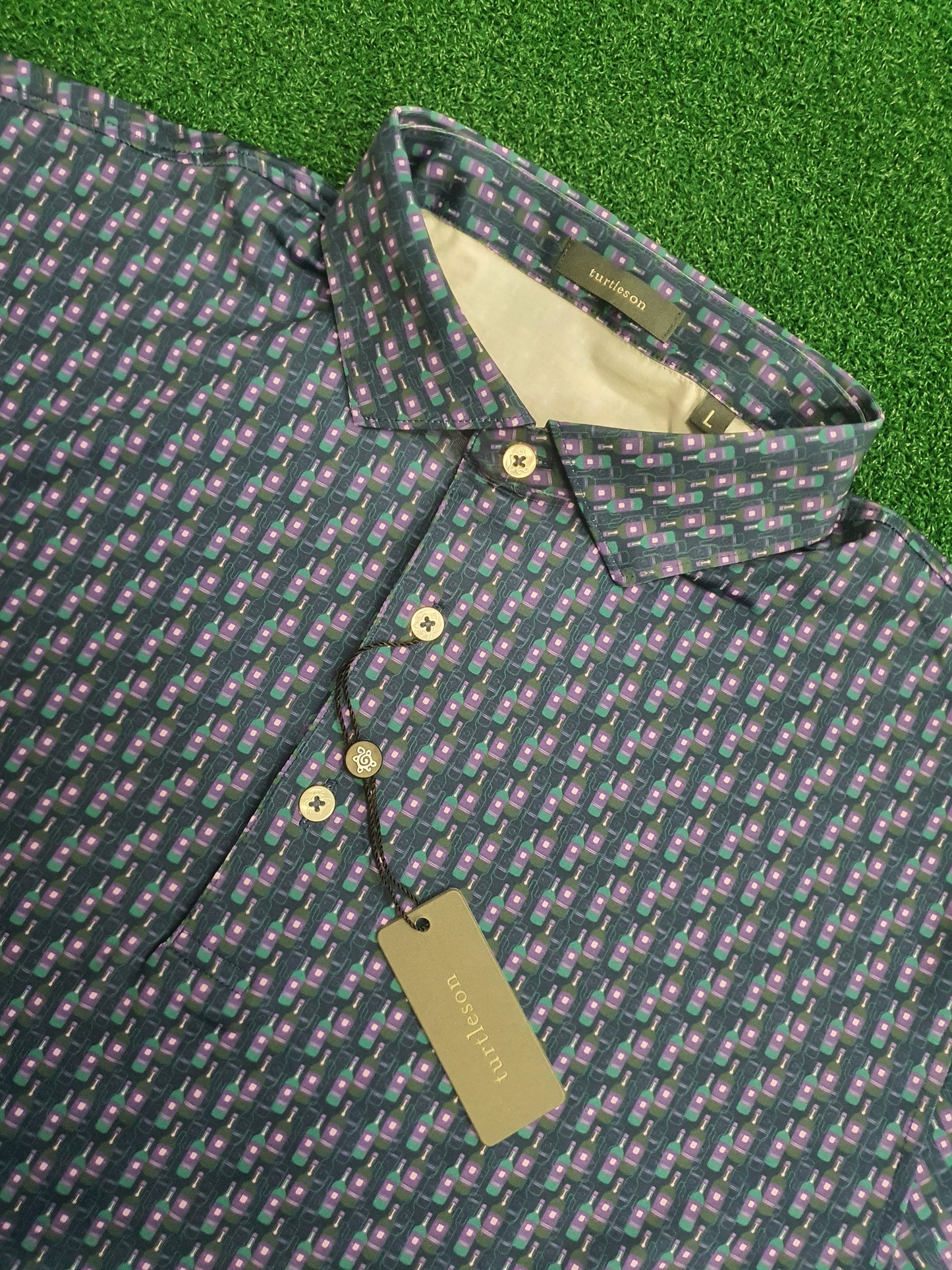 Men's Turtleson Golf Polo Shirt Navy/Violet 44" chest - BOTTLES